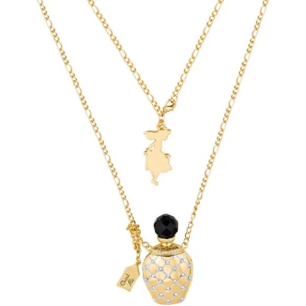 ✨ RARE Disney Couture 14K Gold Plated Alice in Wonderland Potion Necklace
